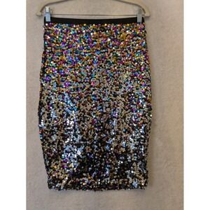H&M Sequin Pencil Skirt Women's Size Small Multi-Color Sparkle Bodycon
